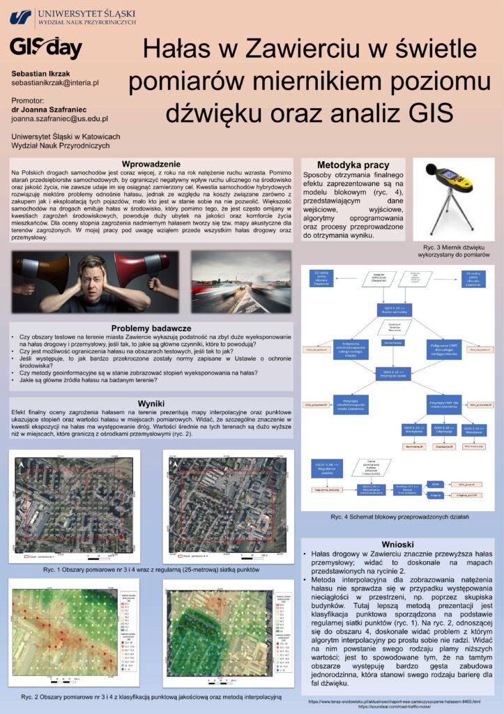 Sebastian IKRZAK Hałas w Zawierciu w świetle pomiarów miernikiem poziomu dźwięku oraz analiz GIS