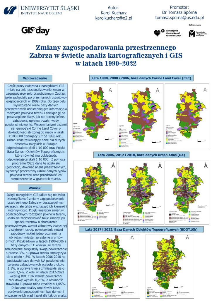 Karol KUCHARZ Zmiany zagospodarowania przestrzennego Zabrza w świetle analiz kartograficznych i GIS w latach 1990–2022