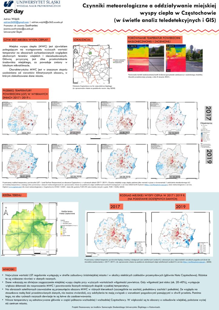 Adrian WÓJCIK Czynniki meteorologiczne a oddziaływanie miejskiej wyspy ciepła w Częstochowie (w świetle analiz teledetekcyjnych i GIS)